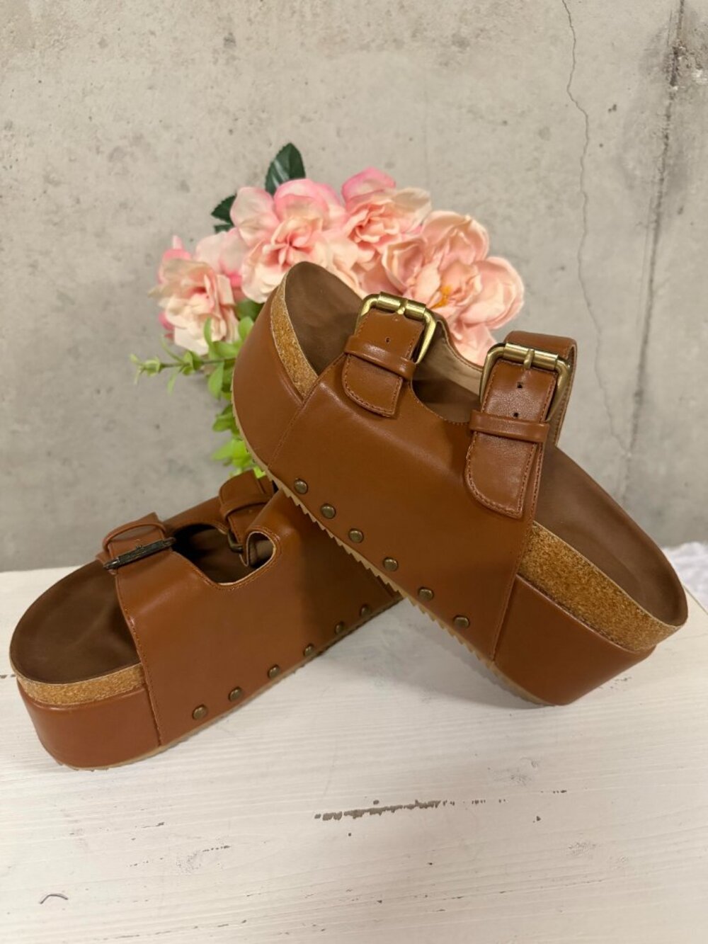 Platform Sandal Cork Footbed Slide Sandals - Size 7